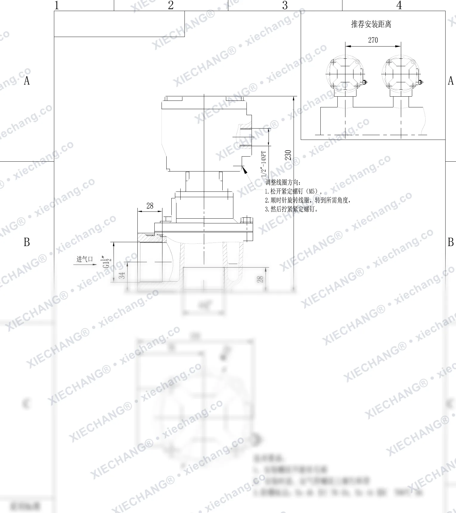 DCF-F2-Z-40S · 1½" · électrovanne à impulsions à angle droit antidéflagrante — Plan d'installation