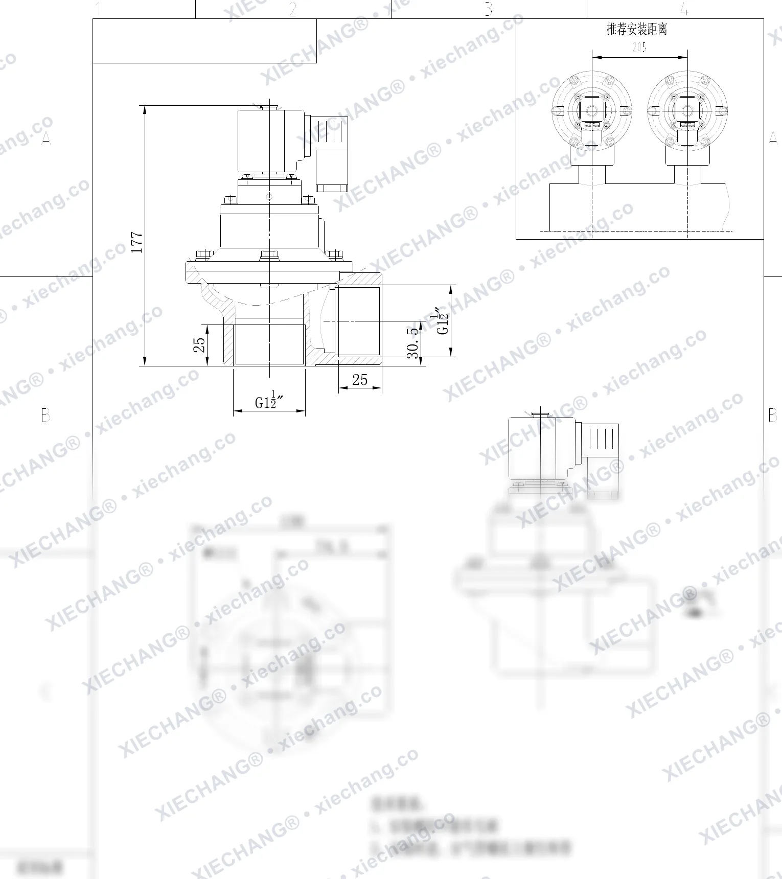DCF-Z-40S-C · 1½" · électrovanne à impulsions à angle droit — Plan d'installation