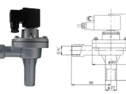 Électrovanne à impulsions à angle droit standard DCF-2L-B — exemple de la série